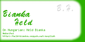 bianka held business card